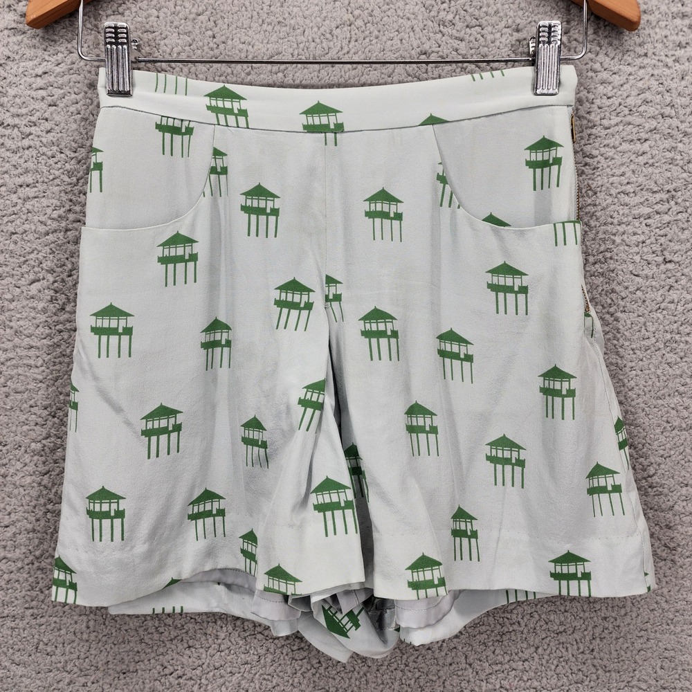 Charlotte by Charlotte Taylor Silk Pagoda Print Shorts Women Size 0 Side Zip